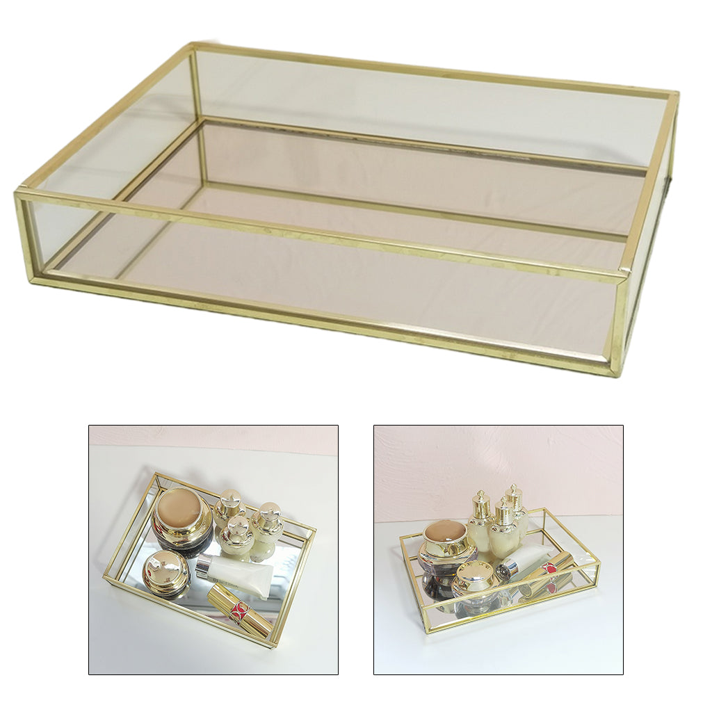 Retro Glass Mirror Decorative Storage Tray for Makeup Display Bracelet Table