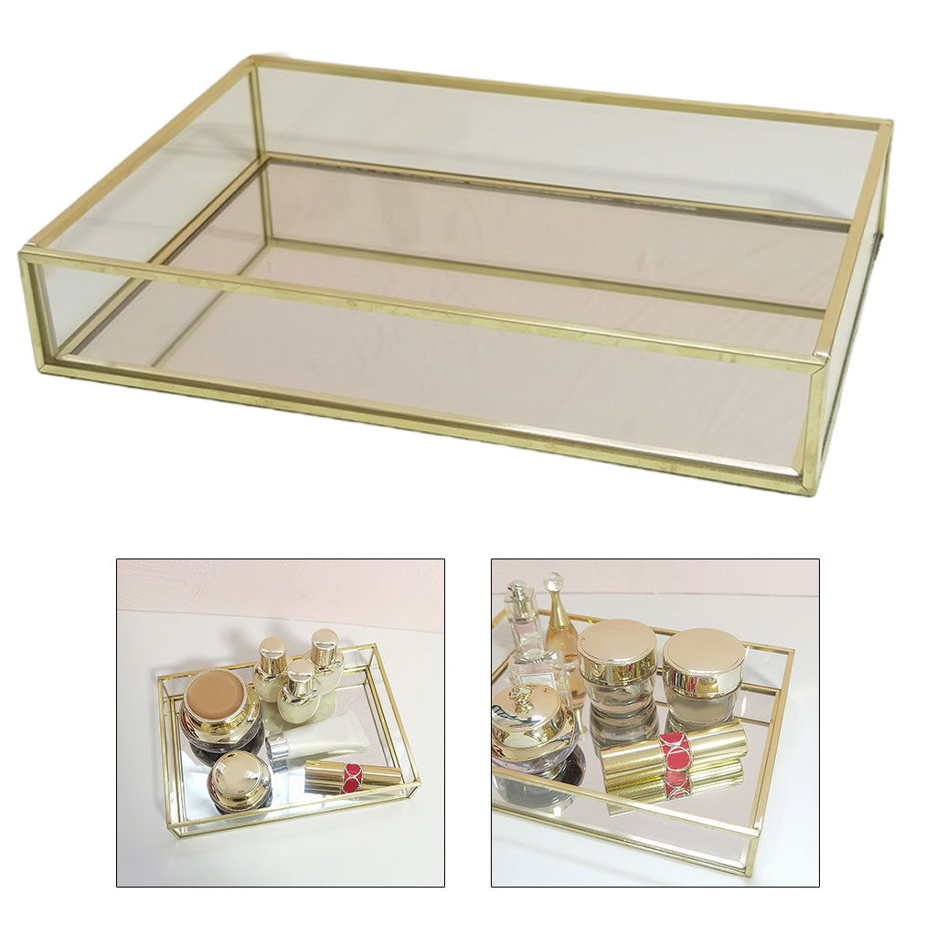 Retro Glass Mirror Decorative Storage Tray for Makeup Display Bracelet Table