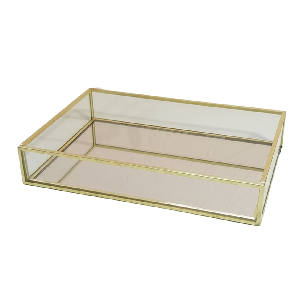 Retro Glass Mirror Decorative Storage Tray for Makeup Display Bracelet Table