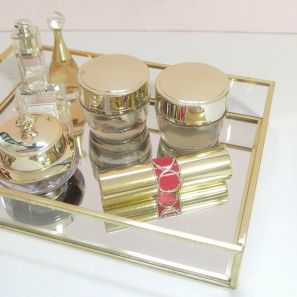 Retro Glass Mirror Decorative Storage Tray for Makeup Display Bracelet Table