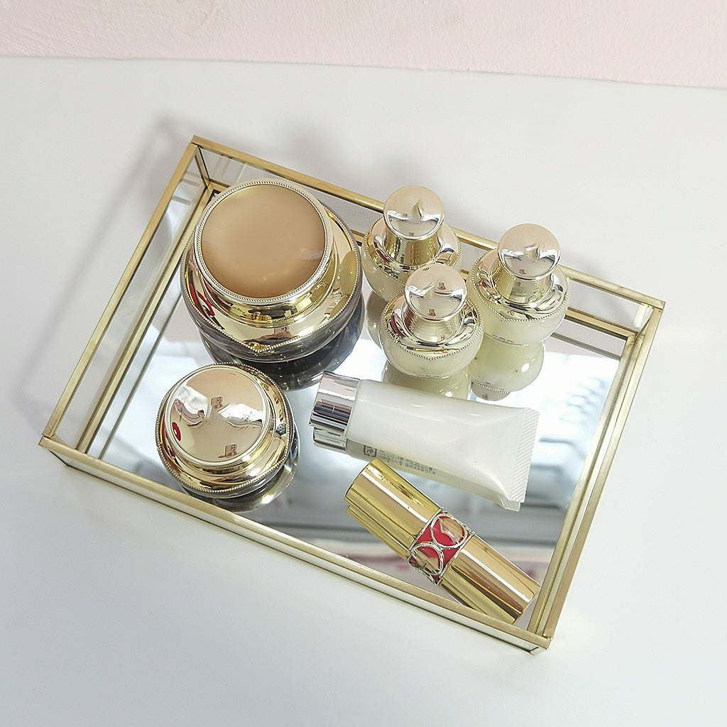 Retro Glass Mirror Decorative Storage Tray for Makeup Display Bracelet Table