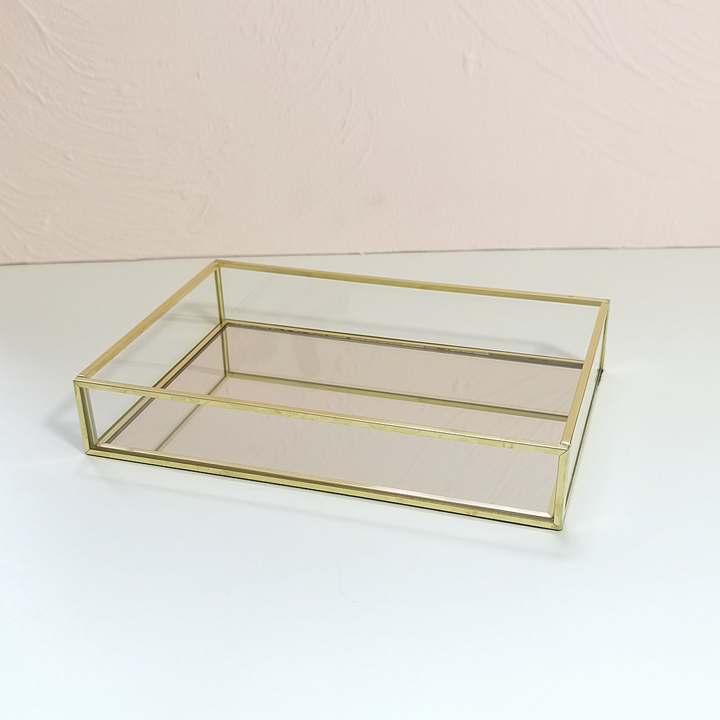 Retro Glass Mirror Decorative Storage Tray for Makeup Display Bracelet Table