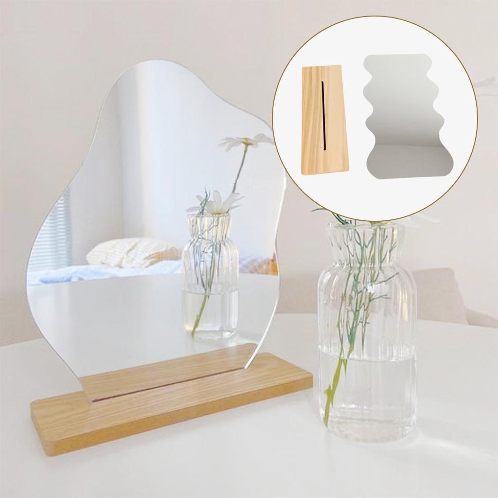 Makeup Mirror Irregular Frameless Cosmetic Mirror Home Decor 24x13.5cm Wave