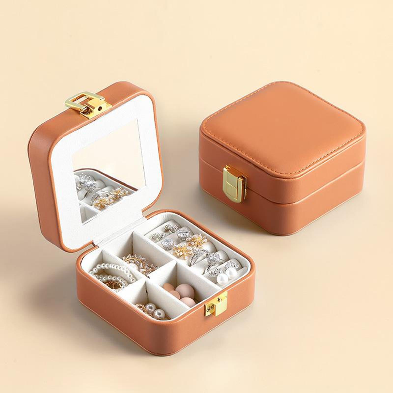 Portable Earring Ring Jewelry Display Storage Box Travel Organizer PULeather