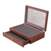 Large Capacity 2 Layer 23 Slots Wood Pen Storage Box & Lid Window Rosewood