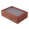 Large Capacity 2 Layer 23 Slots Wood Pen Storage Box & Lid Window Rosewood