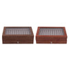 Large Capacity 2 Layer 23 Slots Wood Pen Storage Box & Lid Window Rosewood