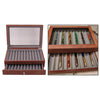 Large Capacity 2 Layer 23 Slots Wood Pen Storage Box & Lid Window Rosewood