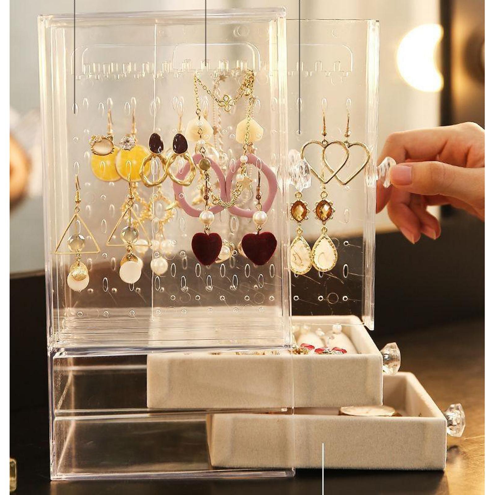 Large Jewelry Dust-proof Earrings Stand Holder Organizer Drawer Rack Tool