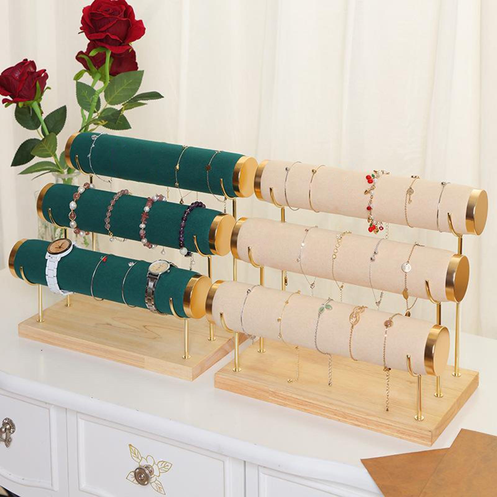 Vintage Velvet Bracelet Display Rack for Trinket Bangle Home Organizer Tower green