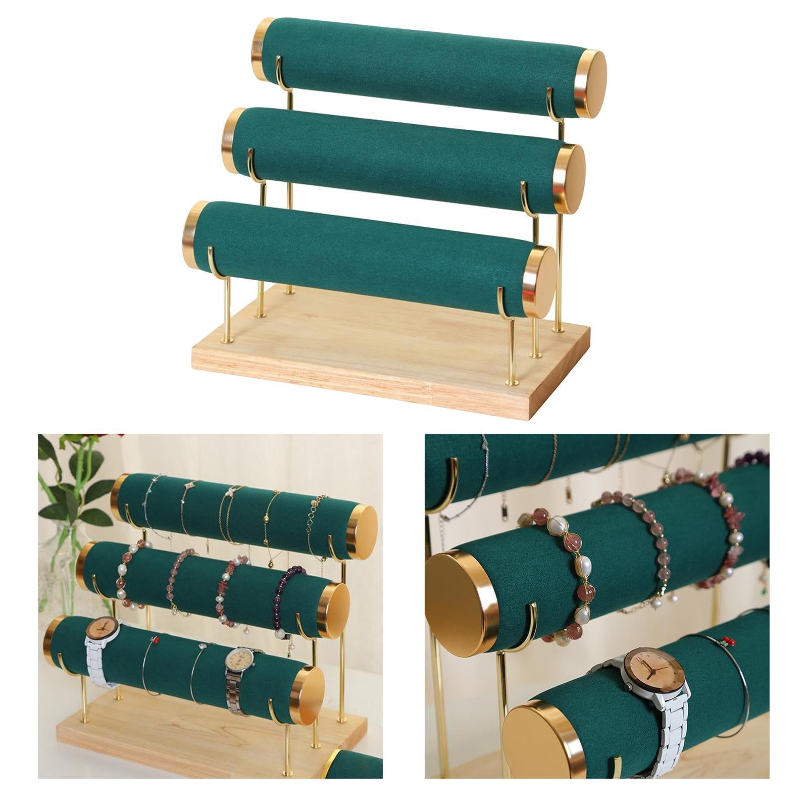 Vintage Velvet Bracelet Display Rack for Trinket Bangle Home Organizer Tower green