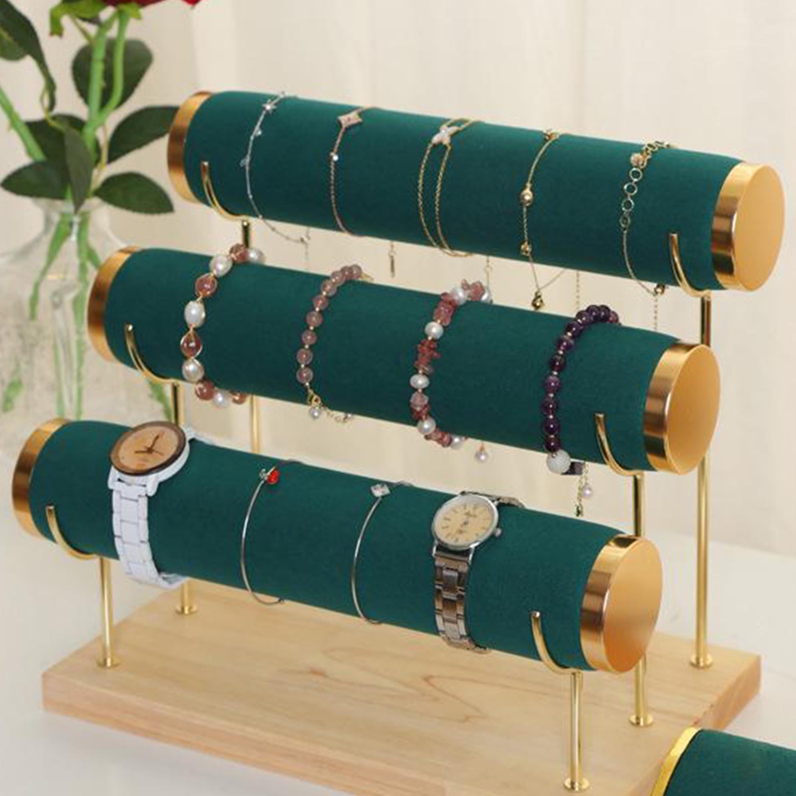 Vintage Velvet Bracelet Display Rack for Trinket Bangle Home Organizer Tower green