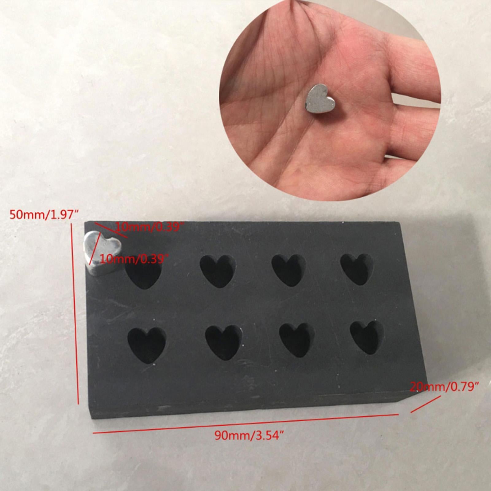 High Purity 8 Heart Shape Graphite Ingot Mold Metal Casting Mould Non-stick