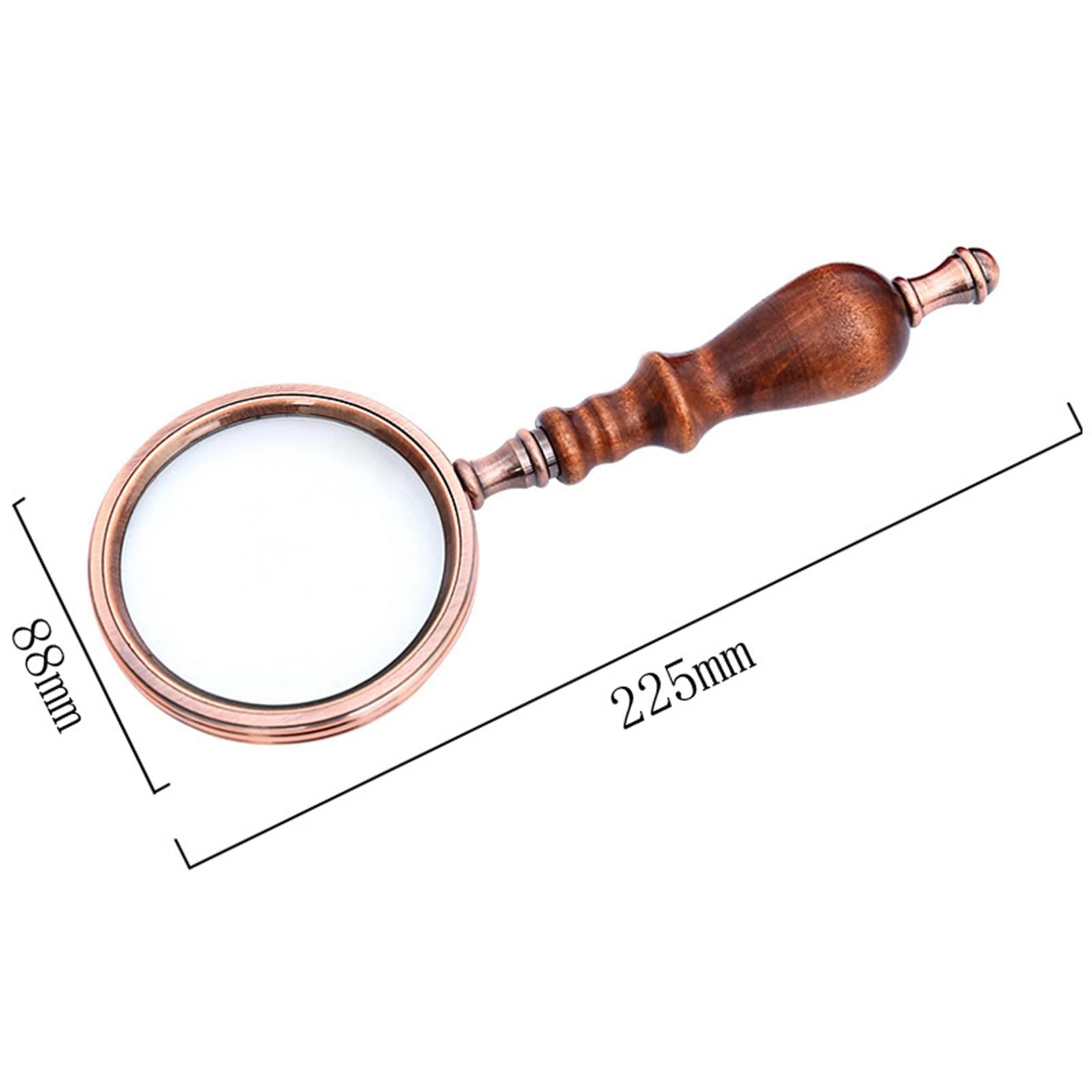 10X Handheld Magnifying Glass Antique Copper Magnifier with Sandawood Handle