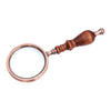 10X Handheld Magnifying Glass Antique Copper Magnifier with Sandawood Handle