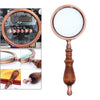 10X Handheld Magnifying Glass Antique Copper Magnifier with Sandawood Handle