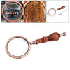 10X Handheld Magnifying Glass Antique Copper Magnifier with Sandawood Handle