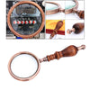 10X Handheld Magnifying Glass Antique Copper Magnifier with Sandawood Handle