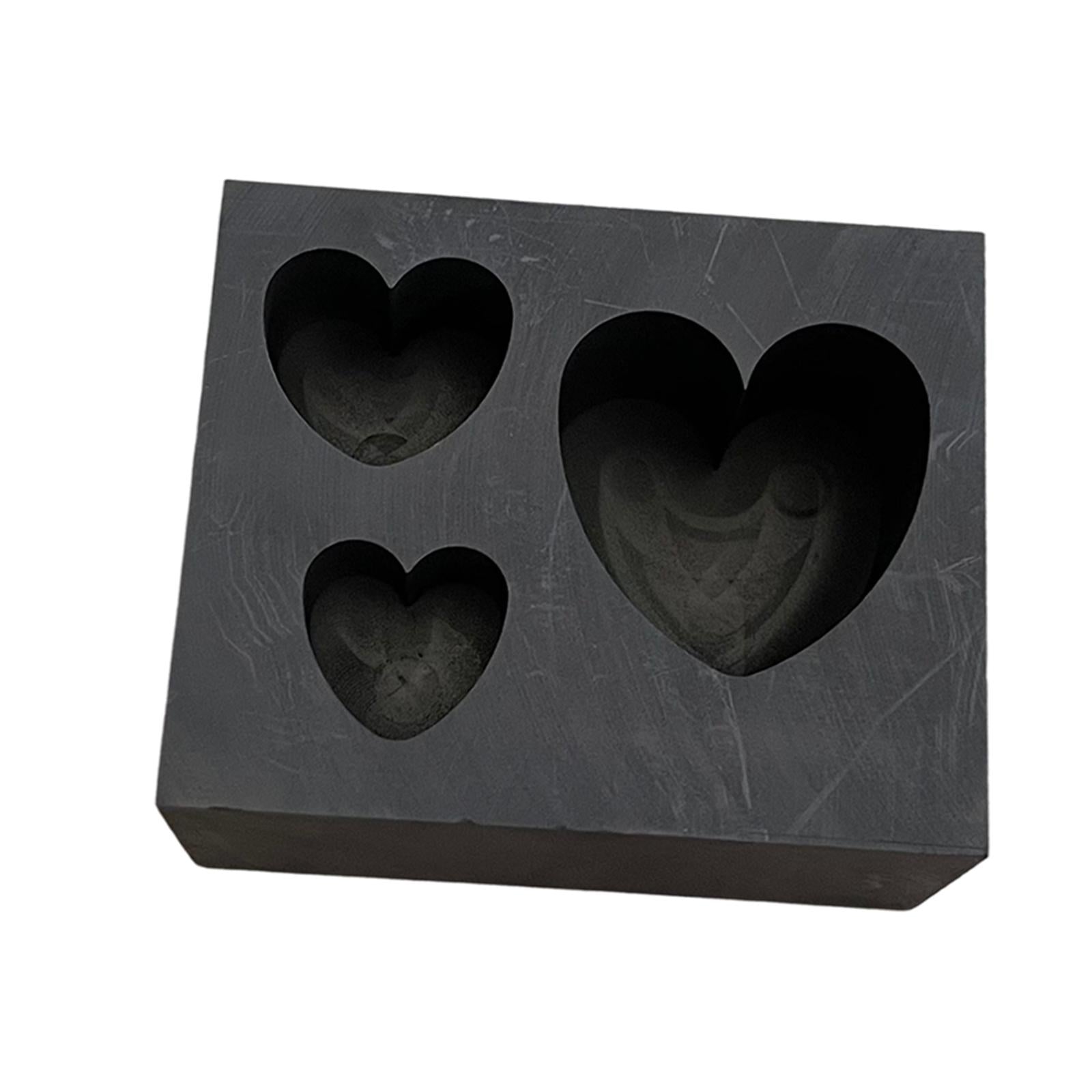 Graphite Ingot Mold Crucible for Melting Scrap Copper Jewelry  3 Hearts