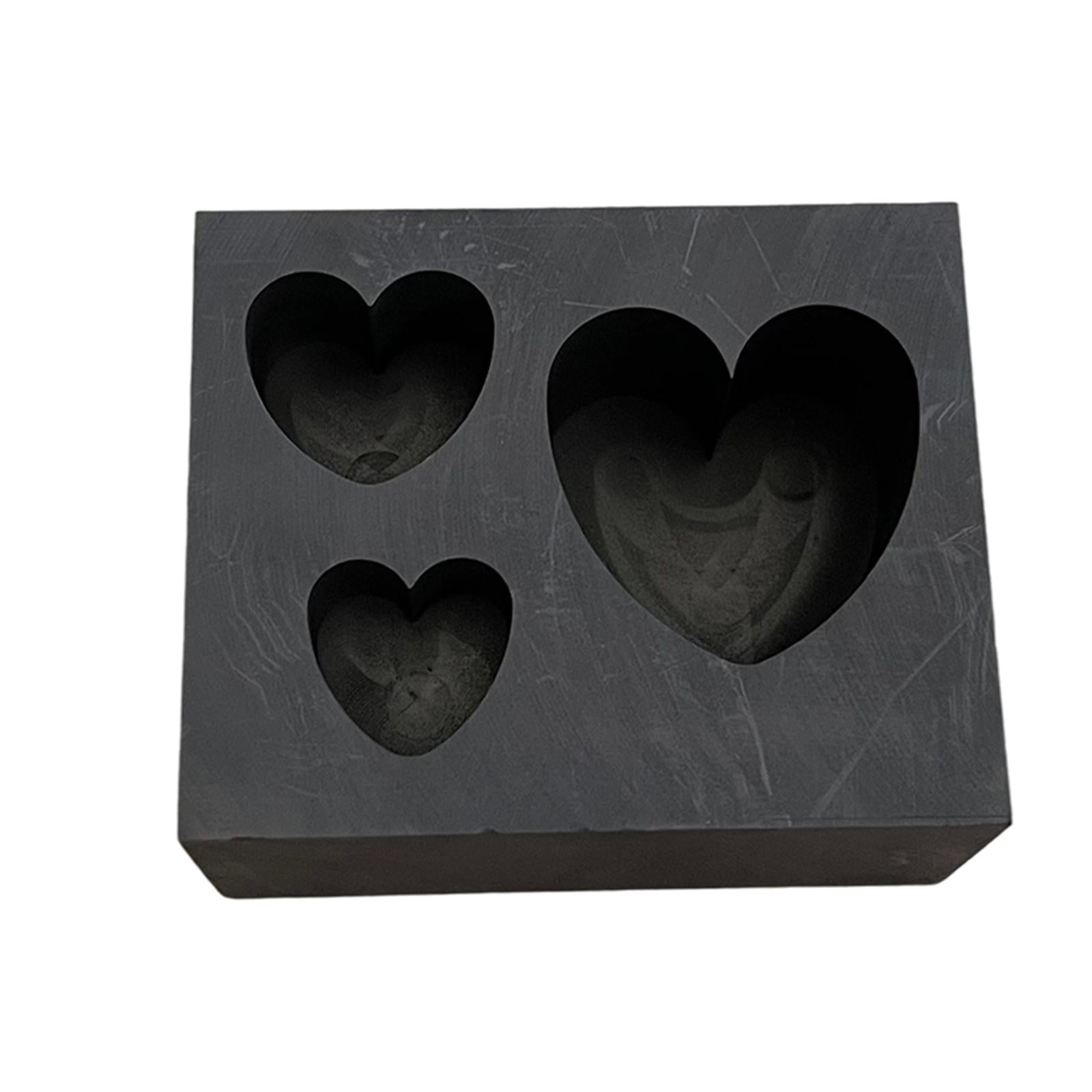 Graphite Ingot Mold Crucible for Melting Scrap Copper Jewelry  3 Hearts