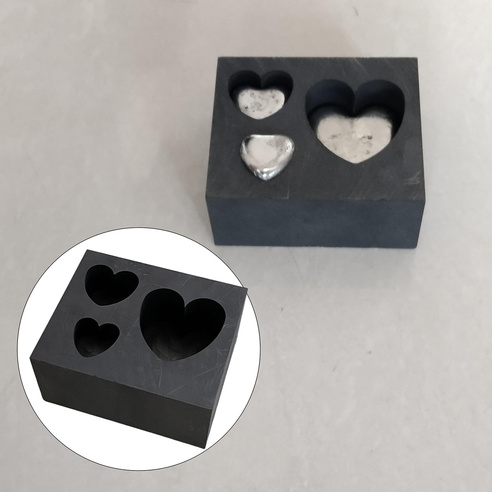 Graphite Ingot Mold Crucible for Melting Scrap Copper Jewelry  3 Hearts