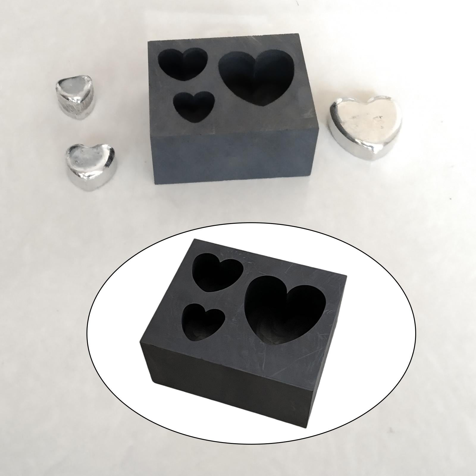 Graphite Ingot Mold Crucible for Melting Scrap Copper Jewelry  3 Hearts