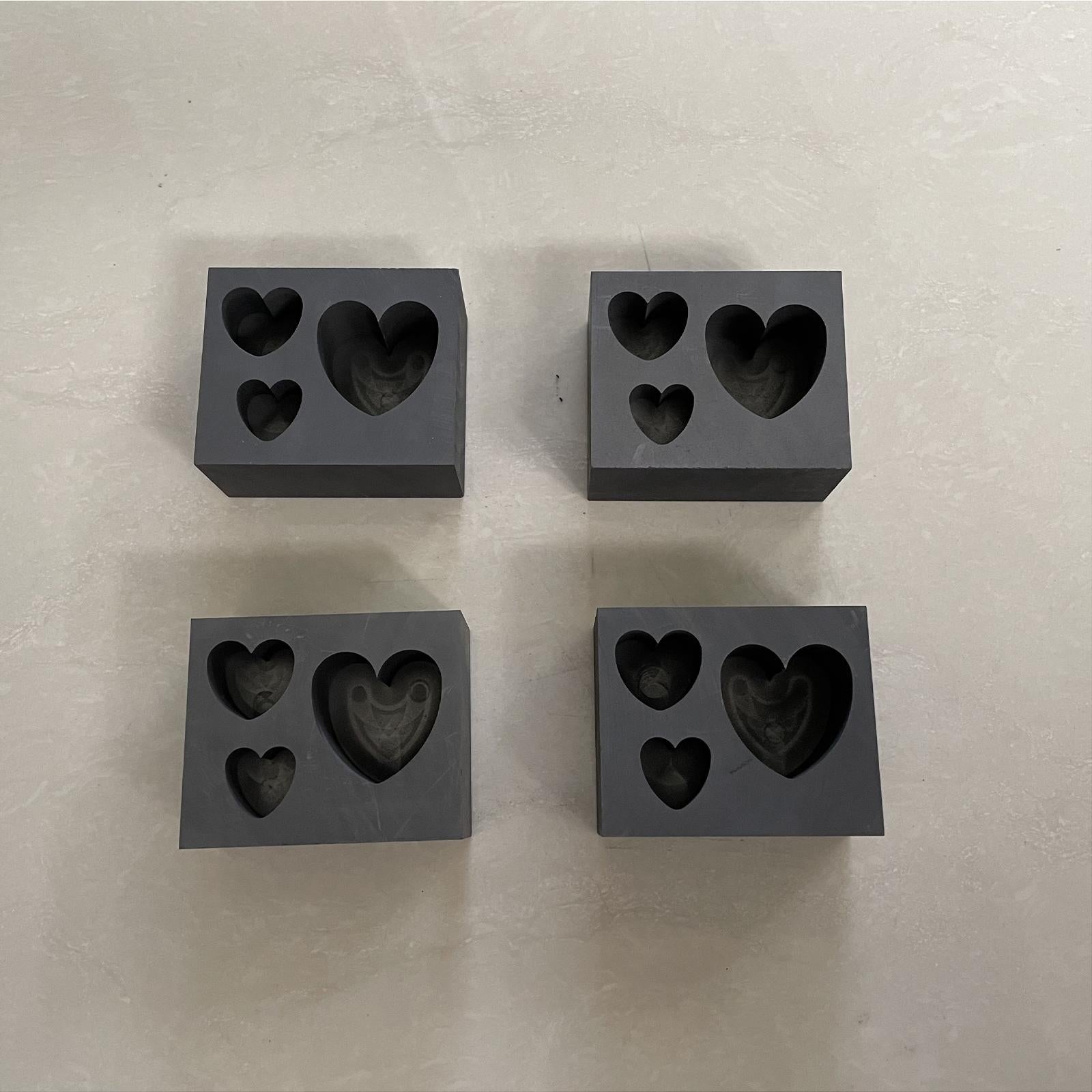 Graphite Ingot Mold Crucible for Melting Scrap Copper Jewelry  3 Hearts