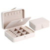 Jewelry Box Leather Double Layer Travel Storage Case Organizer White