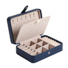 Jewelry Box Leather Double Layer Travel Storage Case Organizer Dark Blue