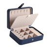 Jewelry Box Leather Double Layer Travel Storage Case Organizer Dark Blue