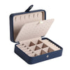 Jewelry Box Leather Double Layer Travel Storage Case Organizer Dark Blue