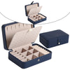 Jewelry Box Leather Double Layer Travel Storage Case Organizer Dark Blue