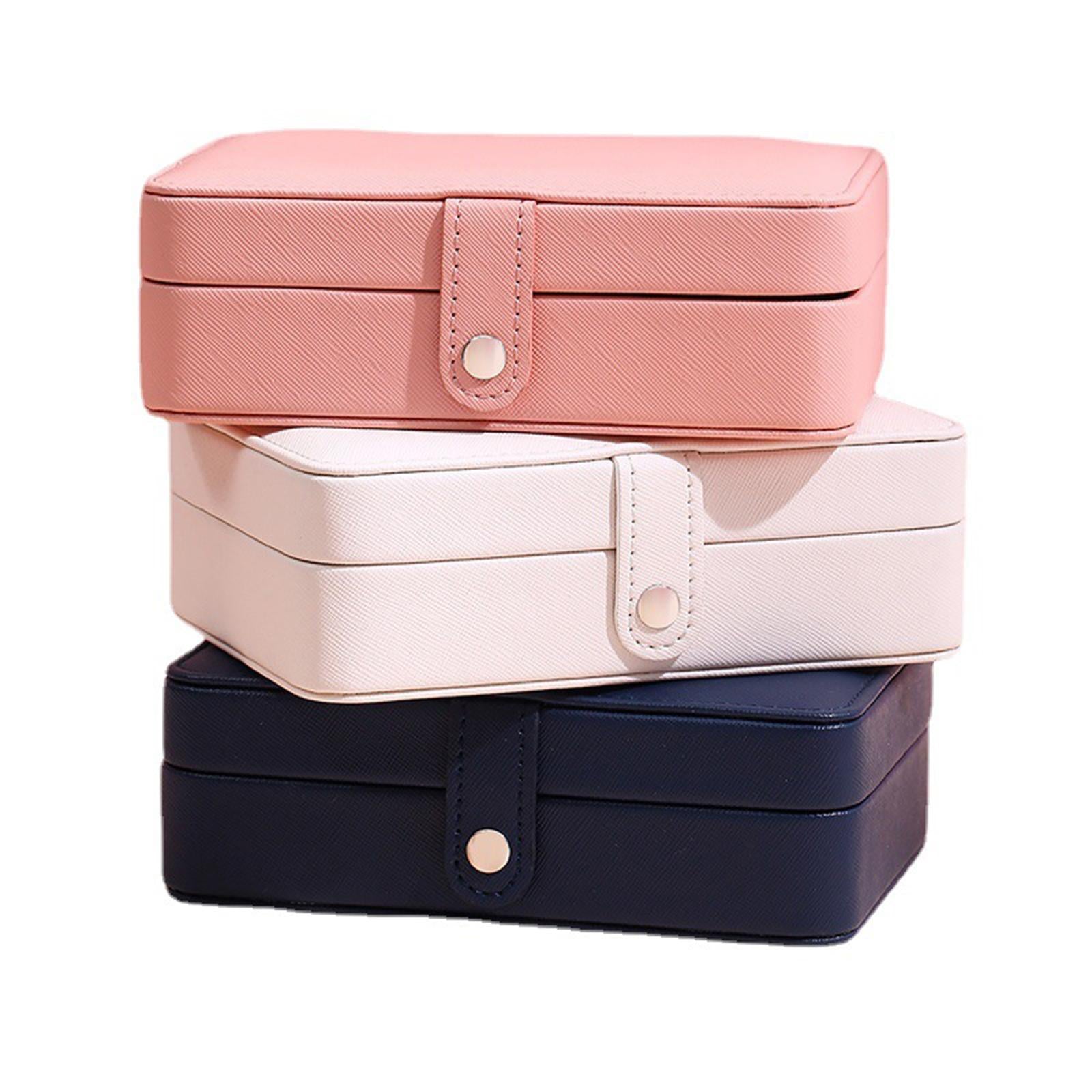 Jewelry Box Leather Double Layer Travel Storage Case Organizer Pink