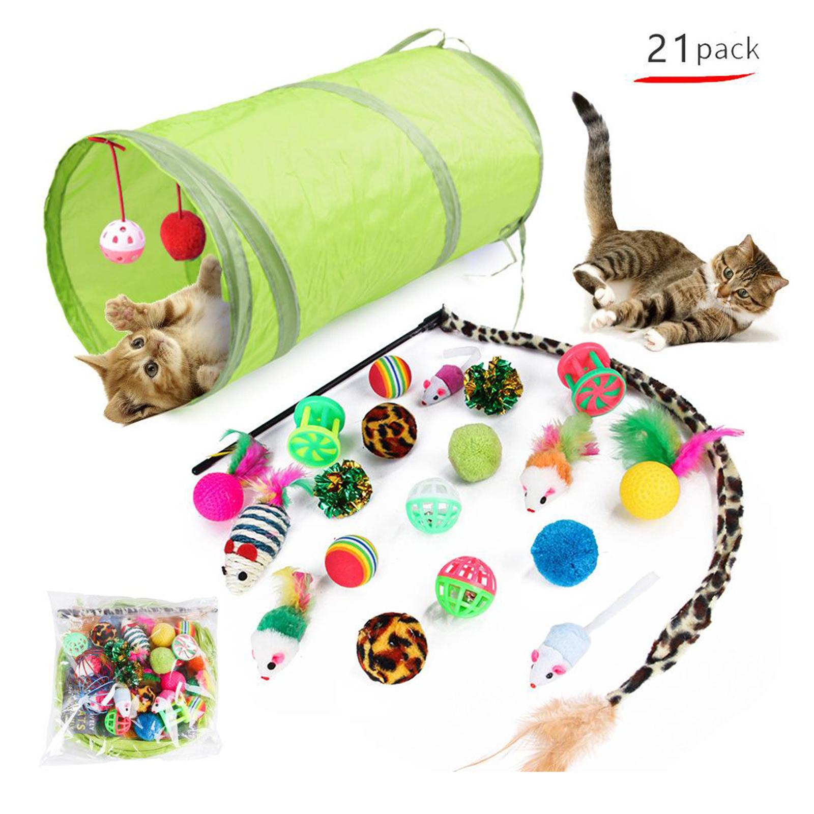 21 Folding Durable Cat Tunnel Toy Pet Rabbit Mice Bell Practice Hiding Mouse