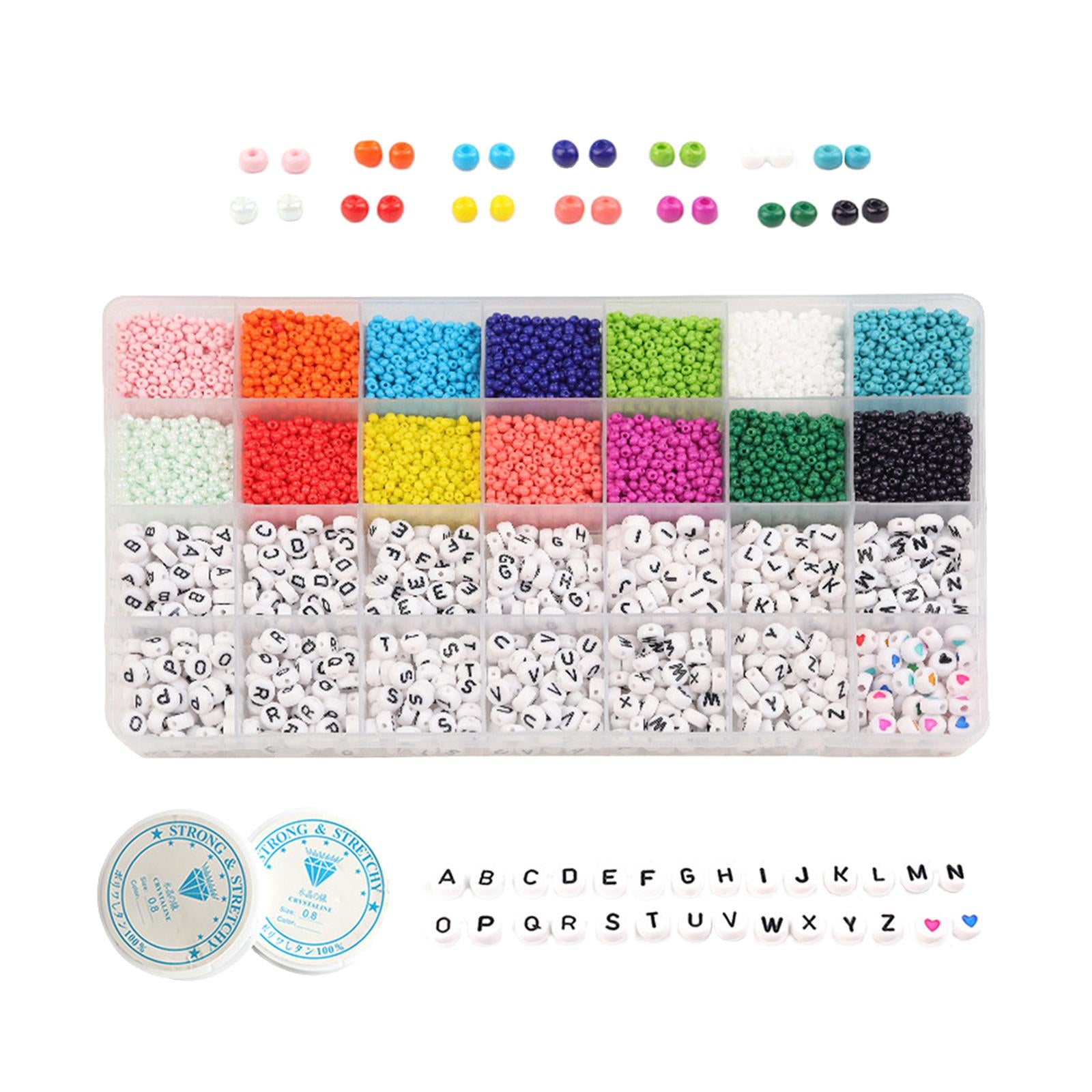 6300Pcs Glass Seed Bead Box Set Spacer Beads For Bracelet Jewelry Findings