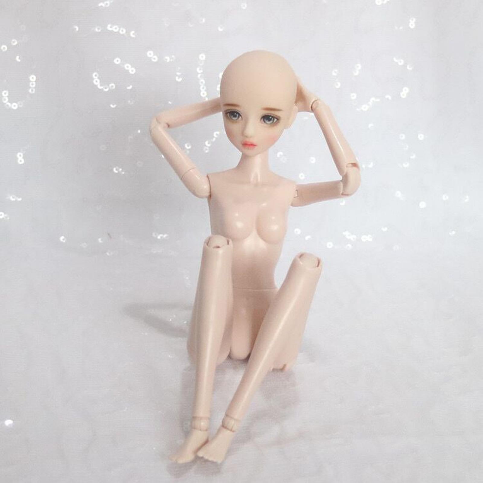 22 Moveable Jointed Doll Body 1/6 BJD Nude Doll Head with Eye contour