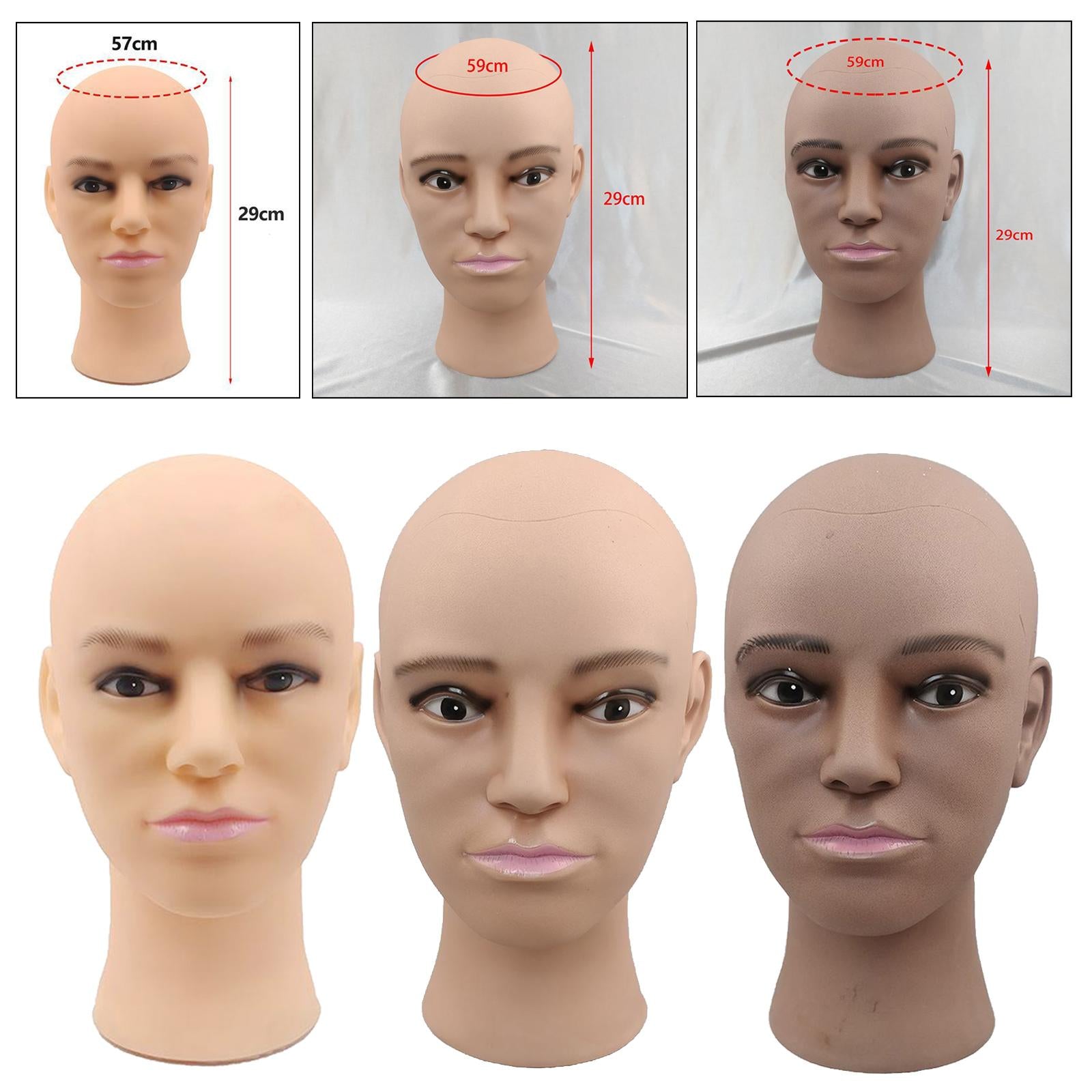 Male Men Bald Mannequin Head Glasses Headset Display Stand  Skin Color