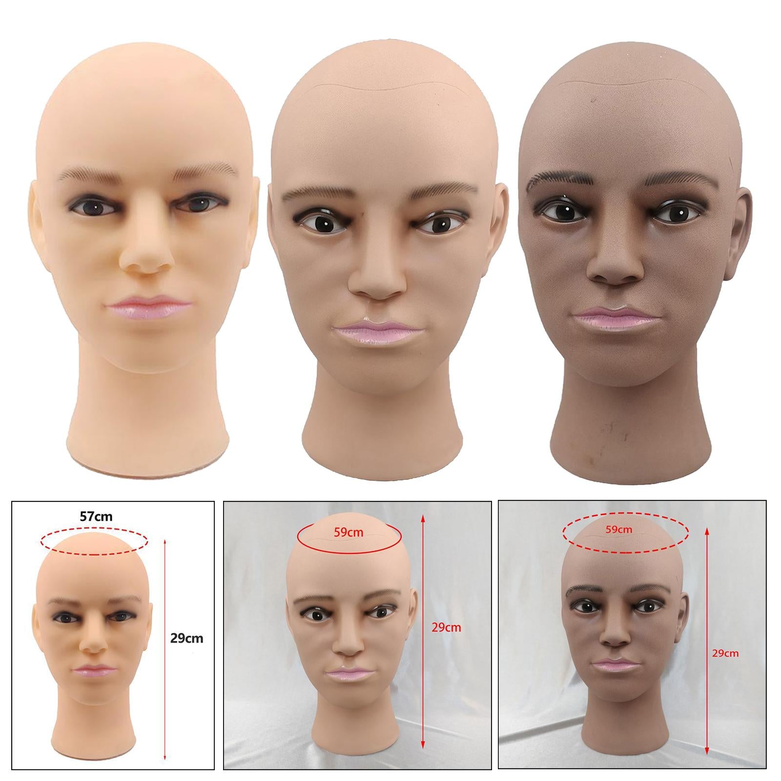 Male Men Bald Mannequin Head Glasses Headset Display Stand  Skin Color