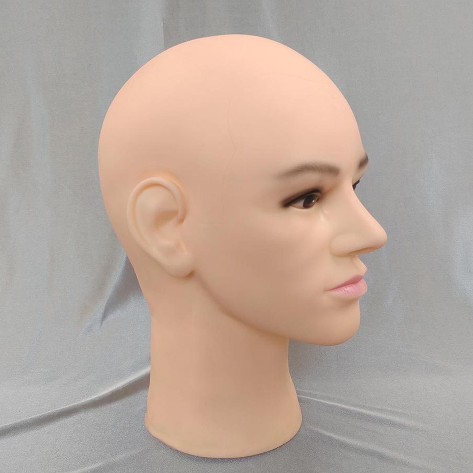 Male Men Bald Mannequin Head Glasses Headset Display Stand  Skin Color