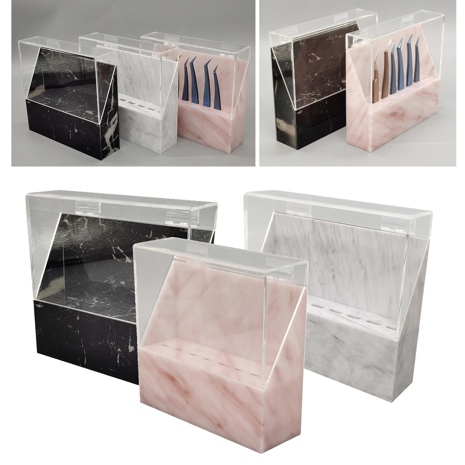 Eyelash Extension Storage Box Tweezers Organizer Case Stand Holder Black