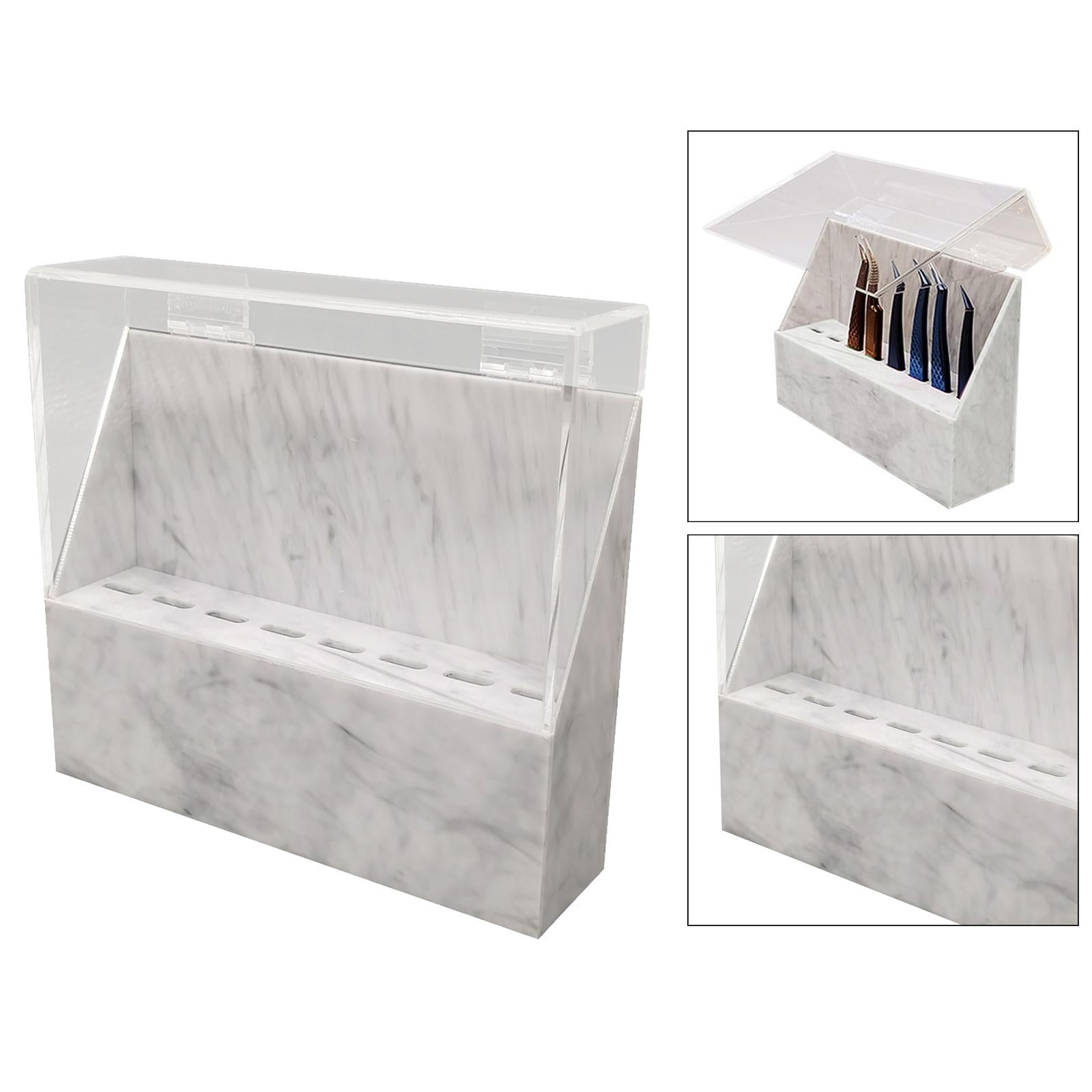 Eyelash Extension Storage Box Tweezers Organizer Case Stand Holder White