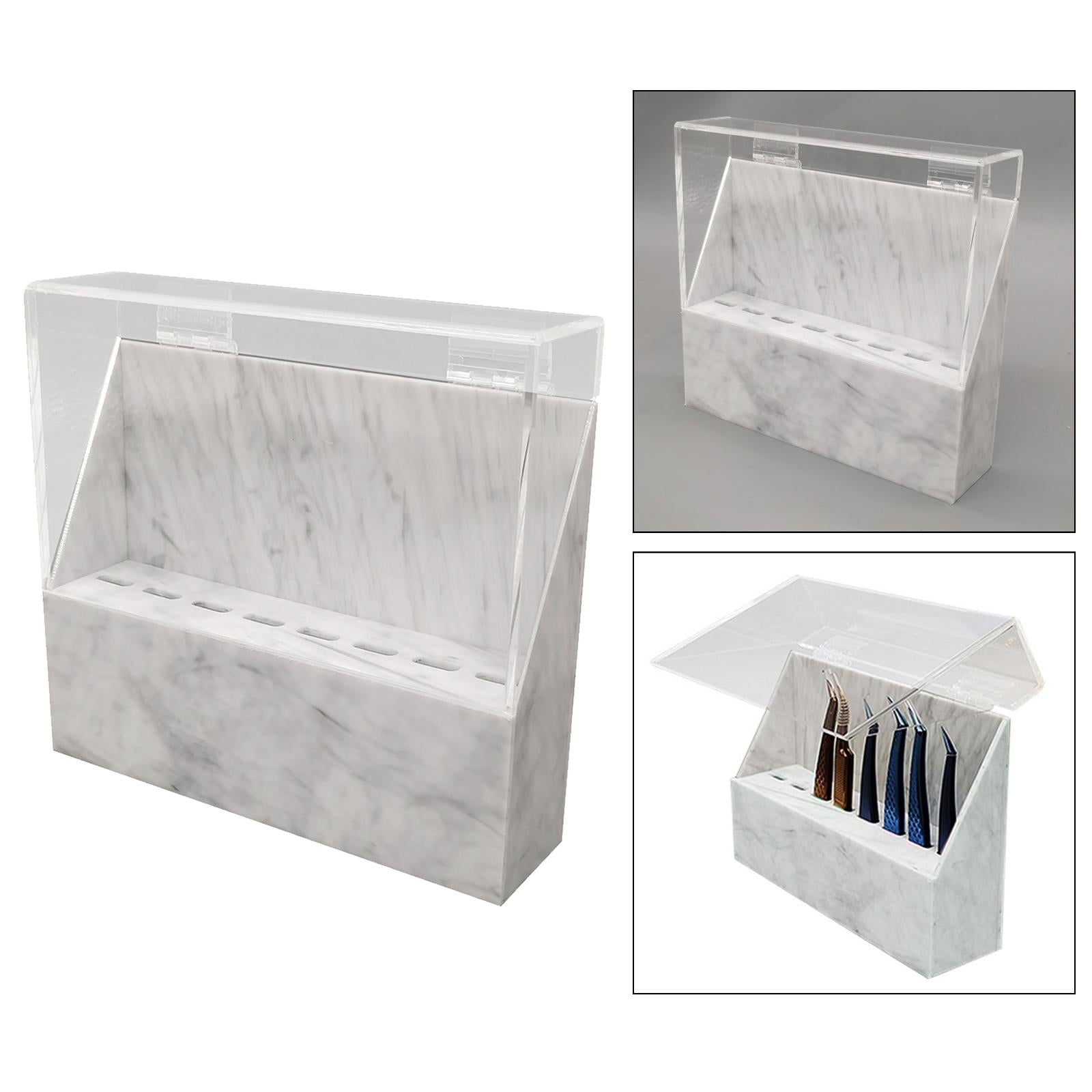 Eyelash Extension Storage Box Tweezers Organizer Case Stand Holder White