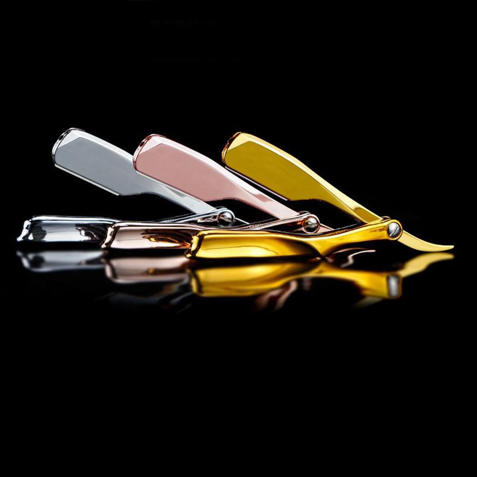 Men Barber Straight Razor Holder for Moustache Easy to Use Golden