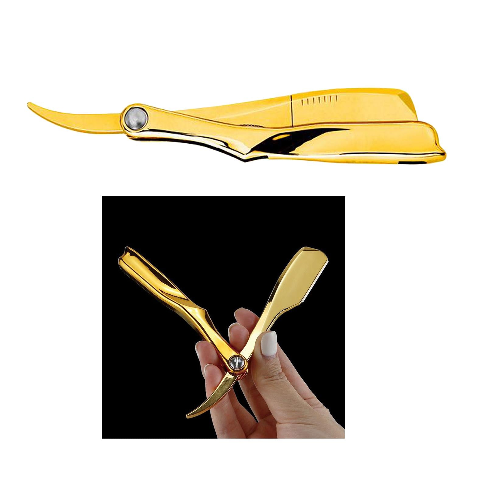 Men Barber Straight Razor Holder for Moustache Easy to Use Golden