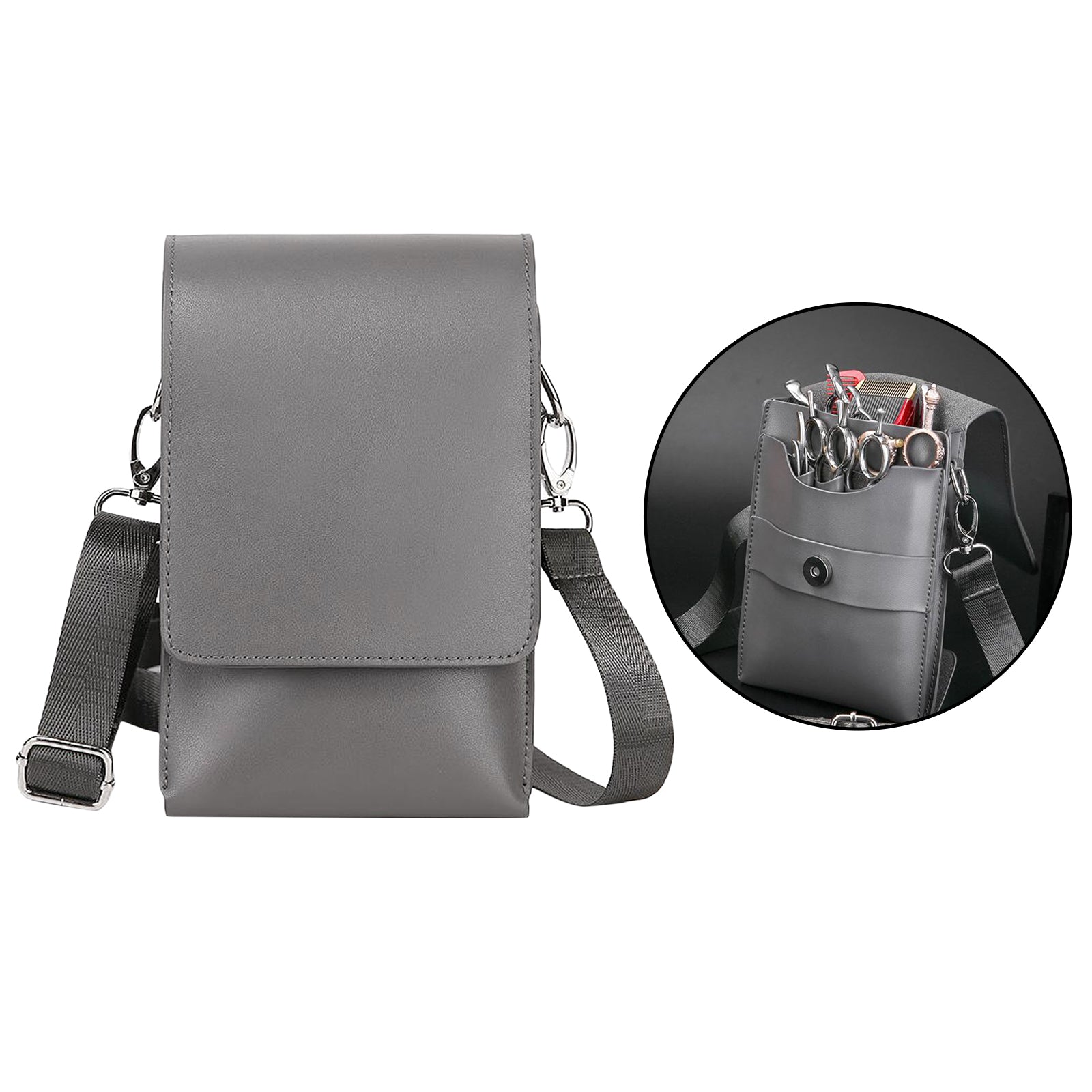 Hair Stylist Hairdressing Scissors Tool Waist Holster Shoulder Bag Gray