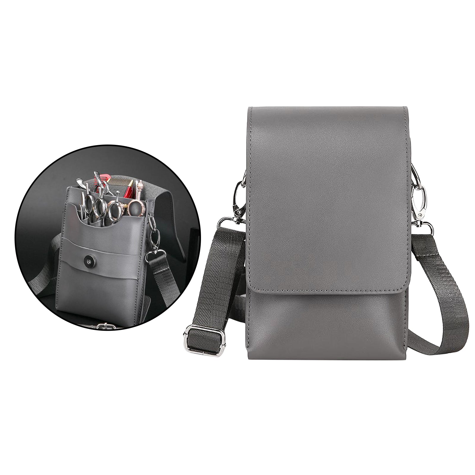 Hair Stylist Hairdressing Scissors Tool Waist Holster Shoulder Bag Gray