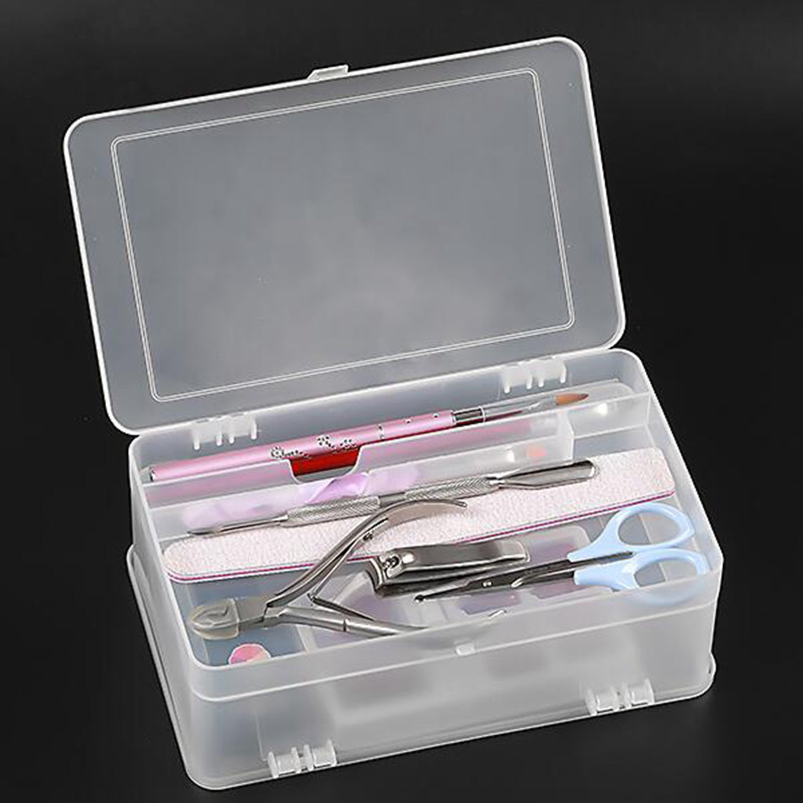 Plastic Nail Art Tool Empty Storage Box Clippers Container Nail Tips Showing