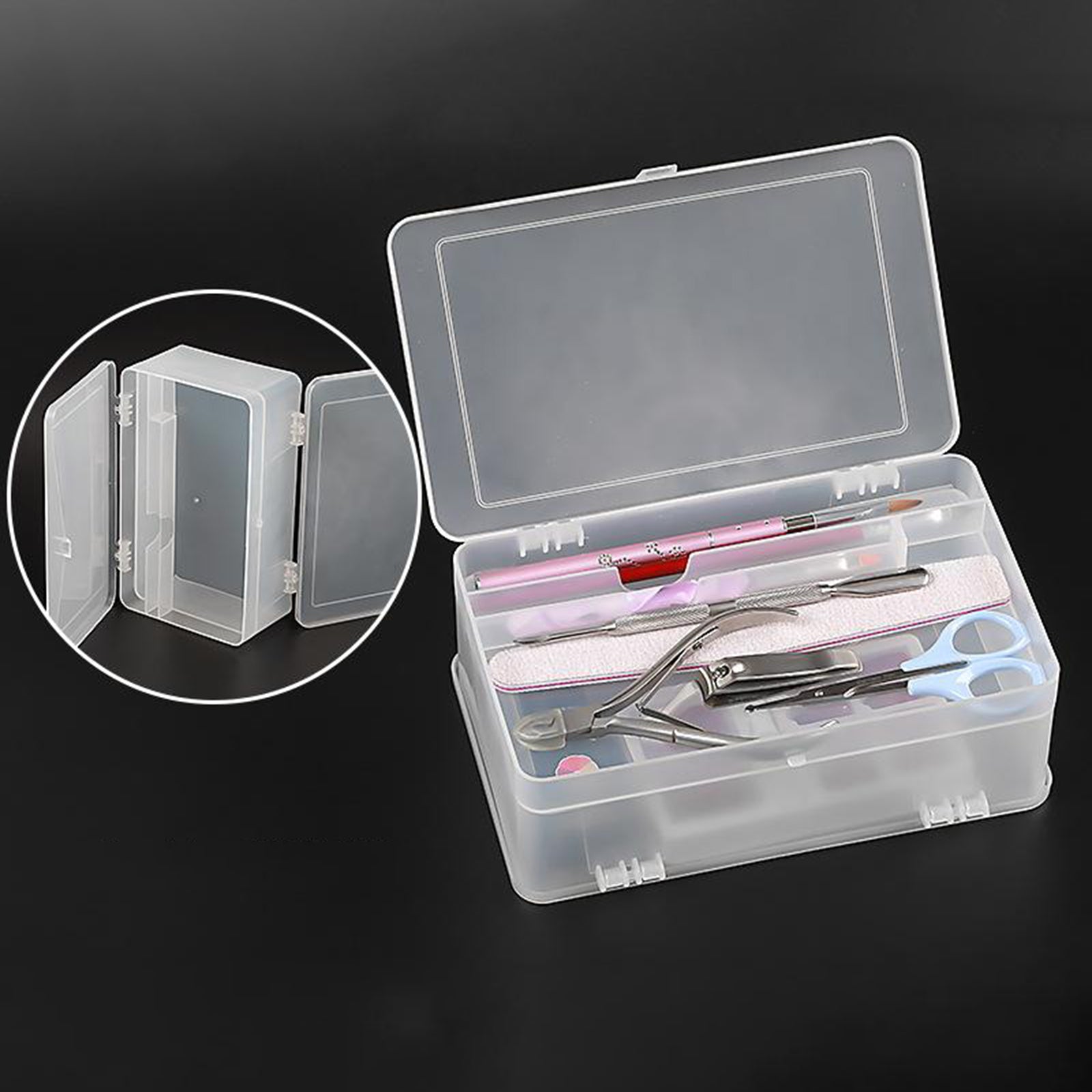 Plastic Nail Art Tool Empty Storage Box Clippers Container Nail Tips Showing