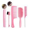 1Set Salon Hair Styling Plastic Barbers Brush Combs Set Pink