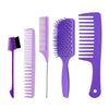 1Set Salon Hair Styling Plastic Barbers Brush Combs Set Purple